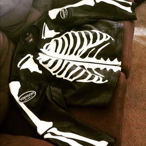 Vanson custom made skeleton leather jacket XL